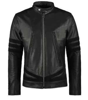 High Quality New Style Fashion  Men Black Biker Leather Jacket