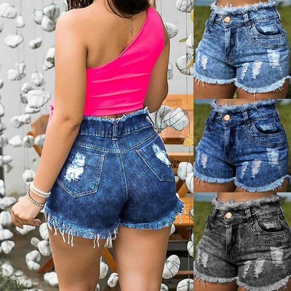 Hot sale women's summer denim shorts fashion tassel jeans shorts sexy Skinny high waist shorts plus size S-3XL new arrival