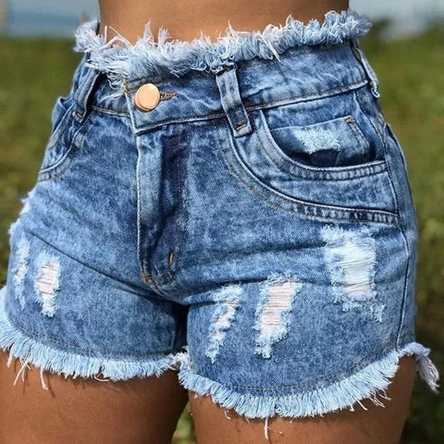 Hot sale women's summer denim shorts fashion tassel jeans shorts sexy Skinny high waist shorts plus size S-3XL new arrival