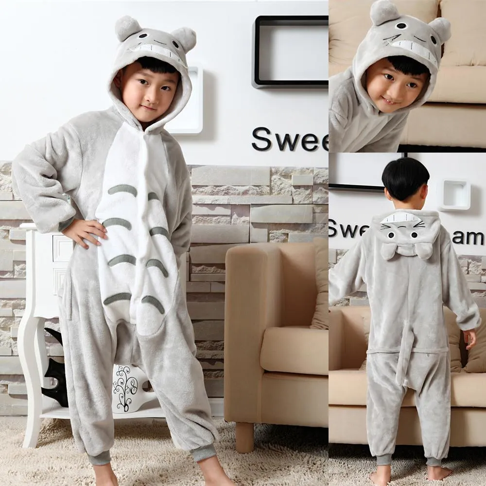 Kid Grey Totoro Kids Onesies Pajamas Winter Kigurumi Costume