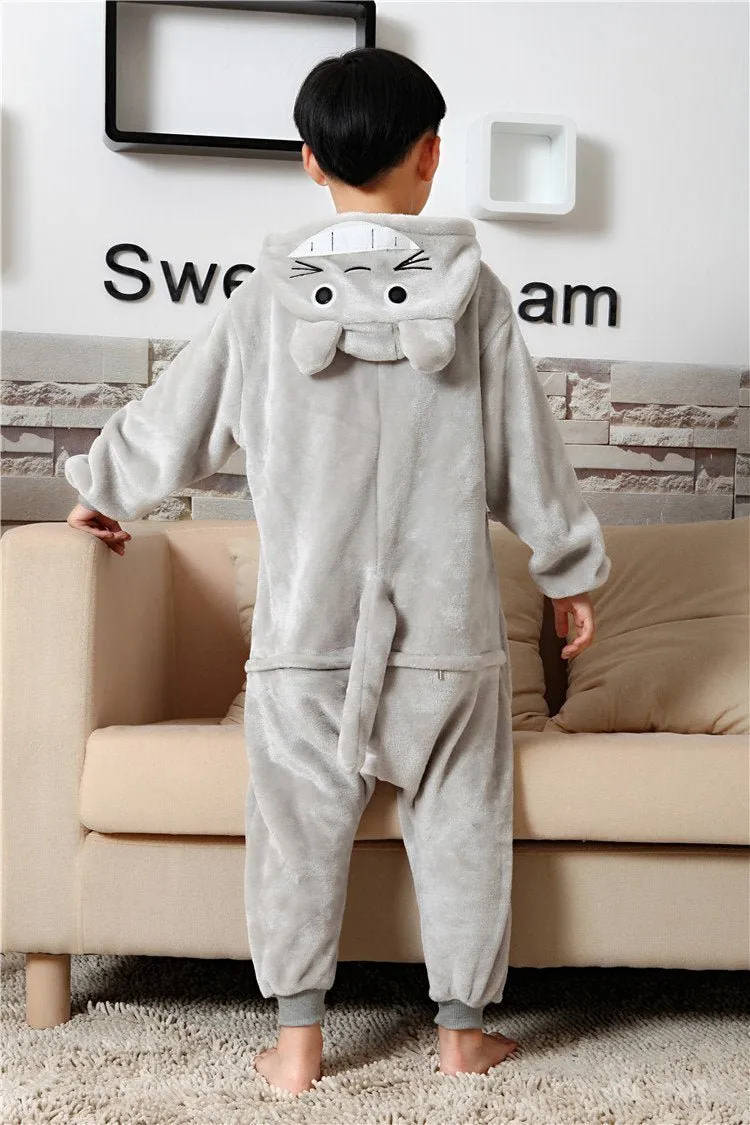 Kid Grey Totoro Kids Onesies Pajamas Winter Kigurumi Costume