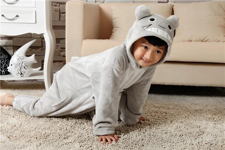 Kid Grey Totoro Kids Onesies Pajamas Winter Kigurumi Costume