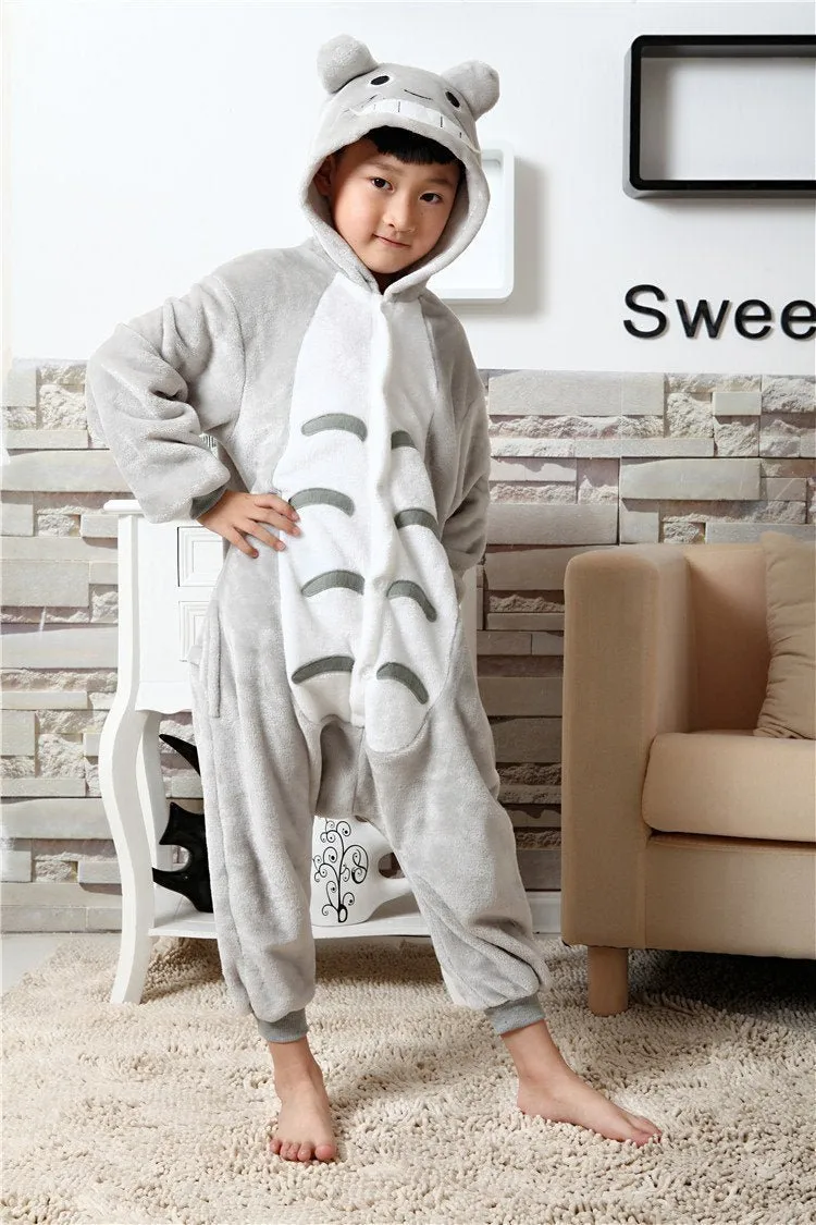 Kid Grey Totoro Kids Onesies Pajamas Winter Kigurumi Costume