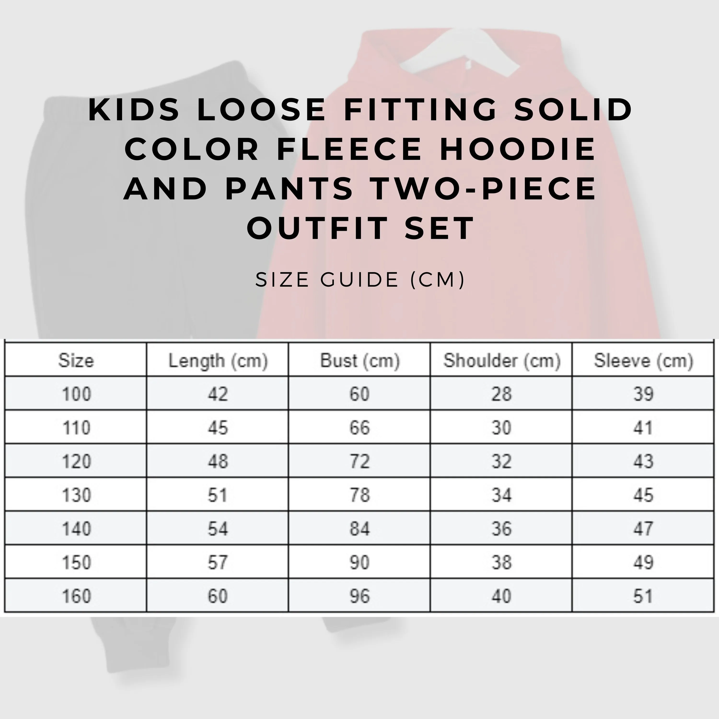 Kids Custom Design Loose Fitting Solid Color Fleece Hoodie and Pants Two-piece Outfit Set