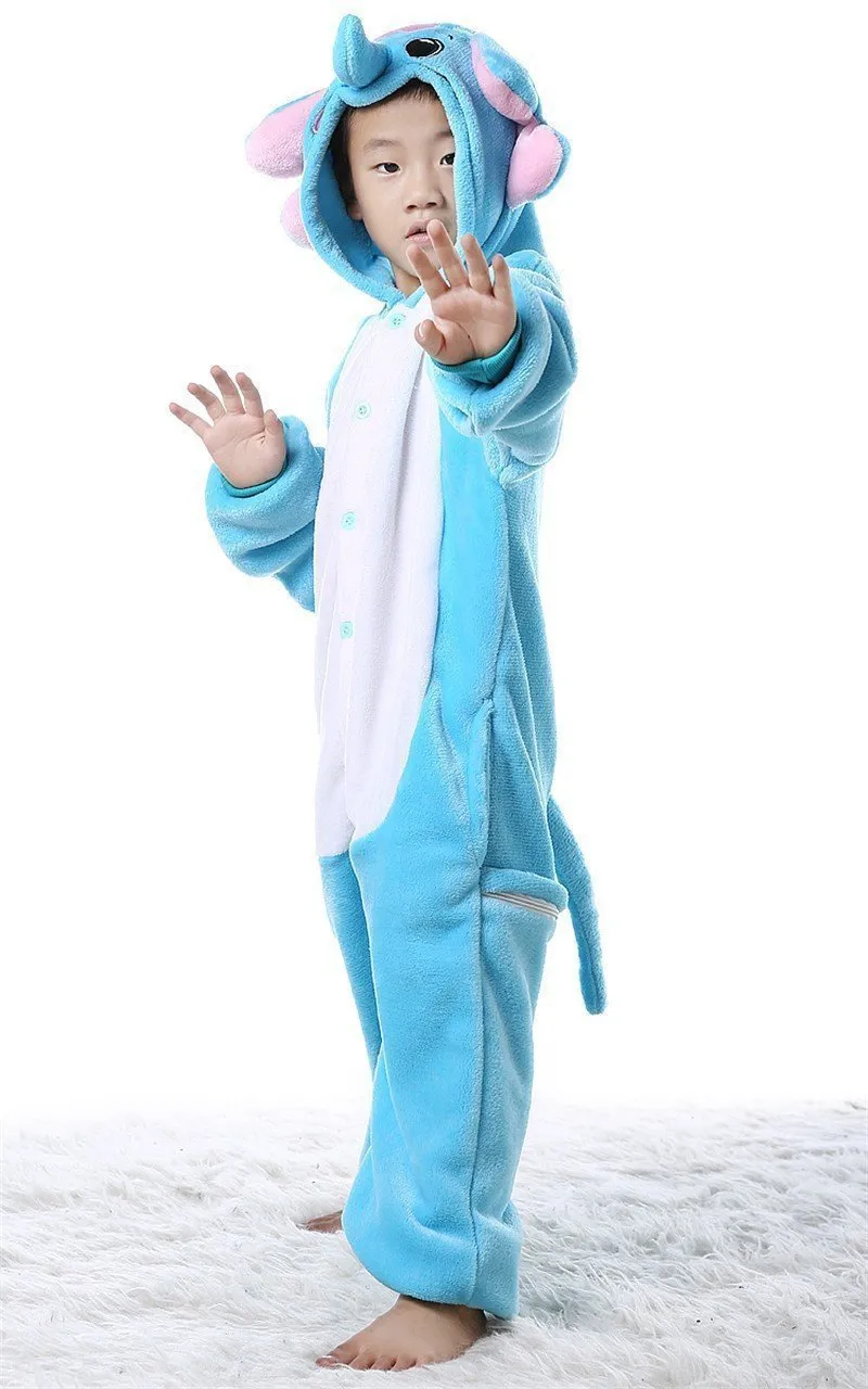 Kids Elephant Dumbo Onesies Hoodie Pajamas Kigurumi Costume