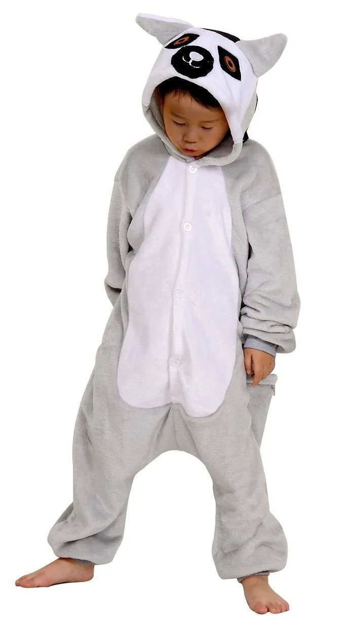 Kids Long Tail Lemur Kigurumi Pajamas Onesies Costume