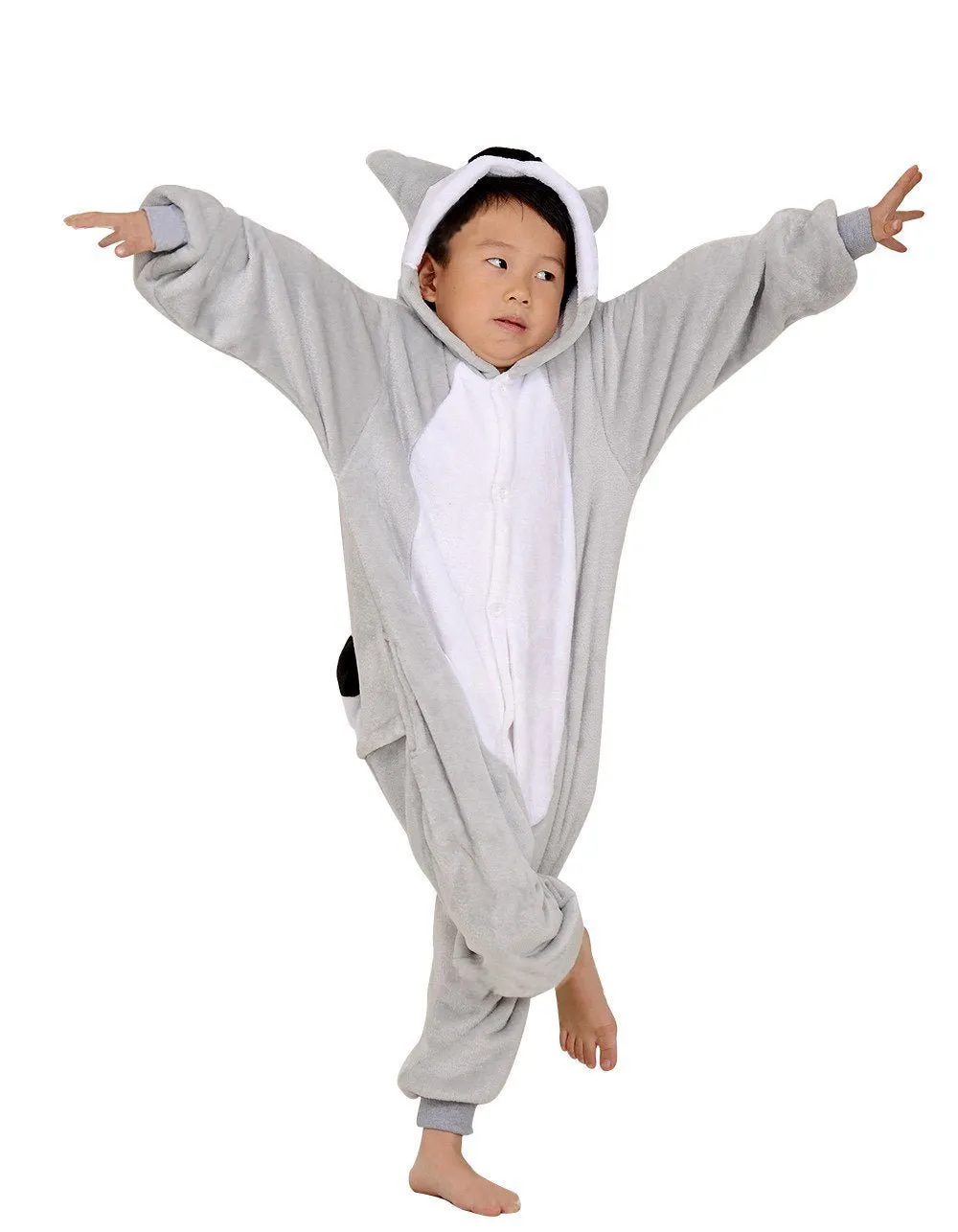 Kids Long Tail Lemur Kigurumi Pajamas Onesies Costume