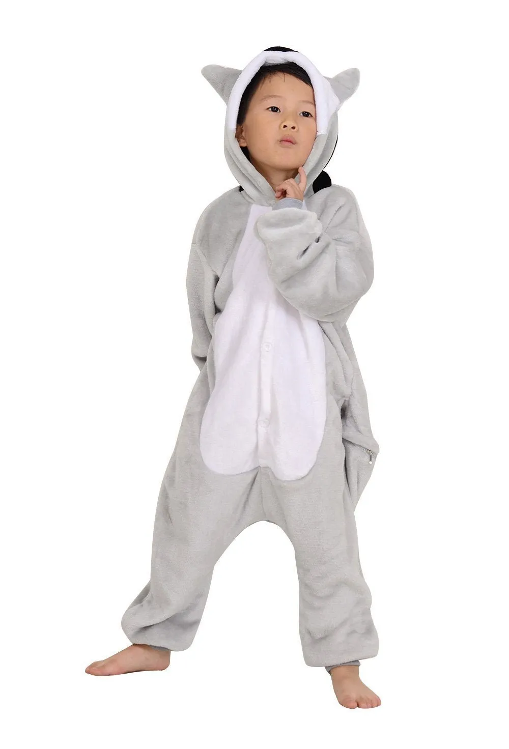 Kids Long Tail Lemur Kigurumi Pajamas Onesies Costume