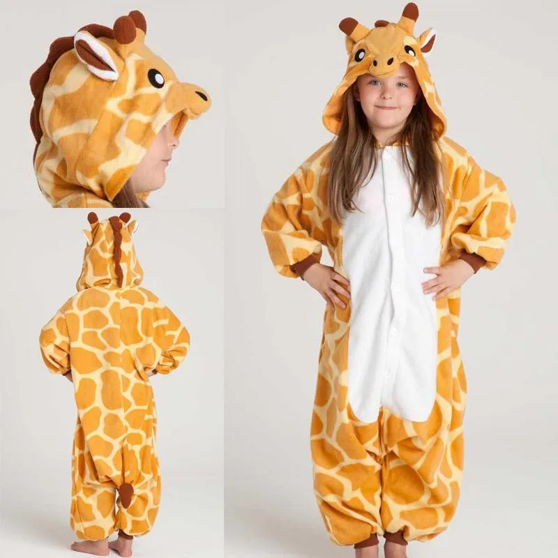 Kids Onesies Hoodie Giraffe Animal Pajamas Kigurumi Costume