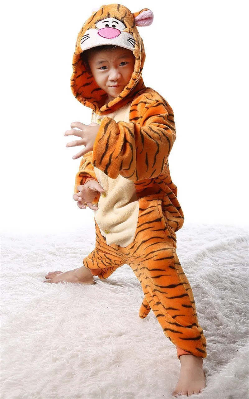 Kids Onesies Hoodie Tigger Animal Pajamas Kigurumi Costume