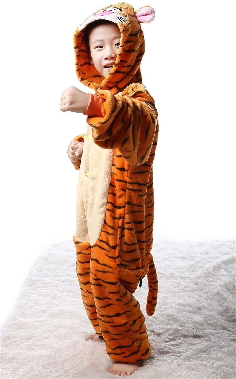 Kids Onesies Hoodie Tigger Animal Pajamas Kigurumi Costume