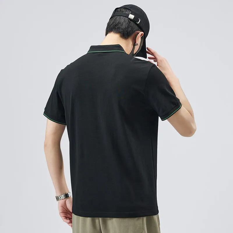 Lapel Elasticity Pure Cotton Chic Quality Short Sleeve Polo Shirt