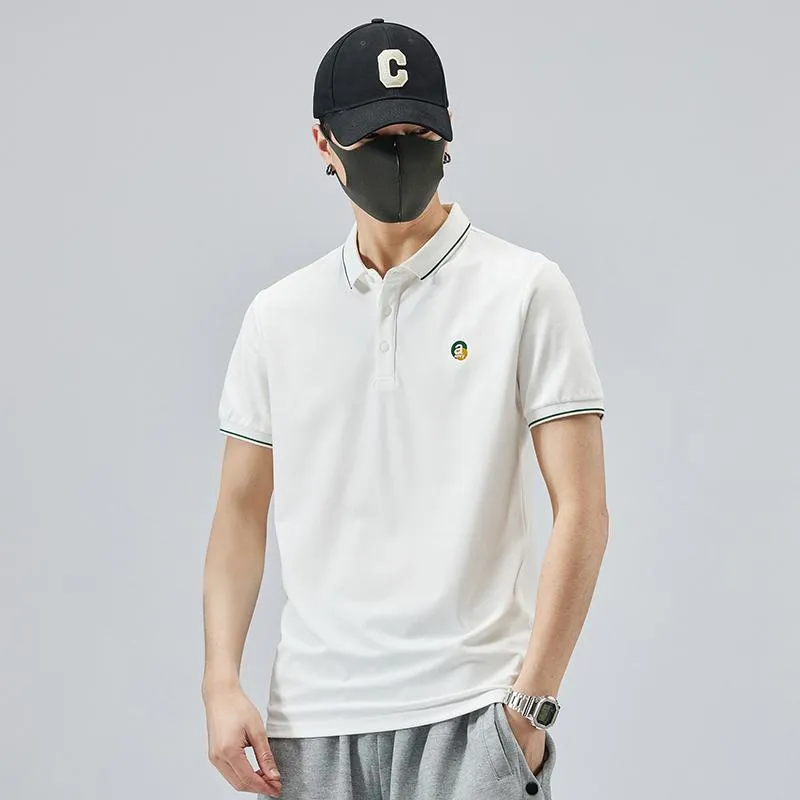 Lapel Elasticity Pure Cotton Chic Quality Short Sleeve Polo Shirt