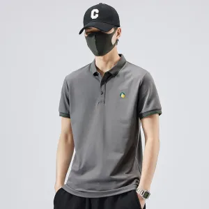 Lapel Elasticity Pure Cotton Chic Quality Short Sleeve Polo Shirt