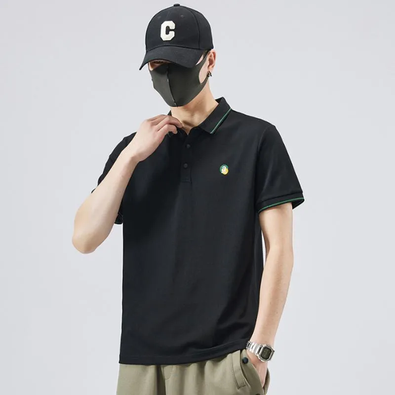 Lapel Elasticity Pure Cotton Chic Quality Short Sleeve Polo Shirt