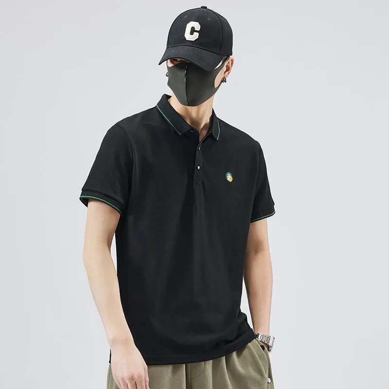 Lapel Elasticity Pure Cotton Chic Quality Short Sleeve Polo Shirt