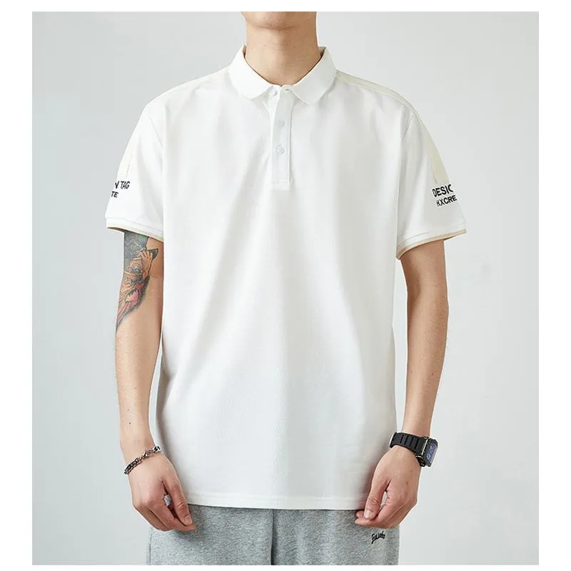 Lapel Loose Fit Cooling Silky Luster Short Sleeve Polo Shirt