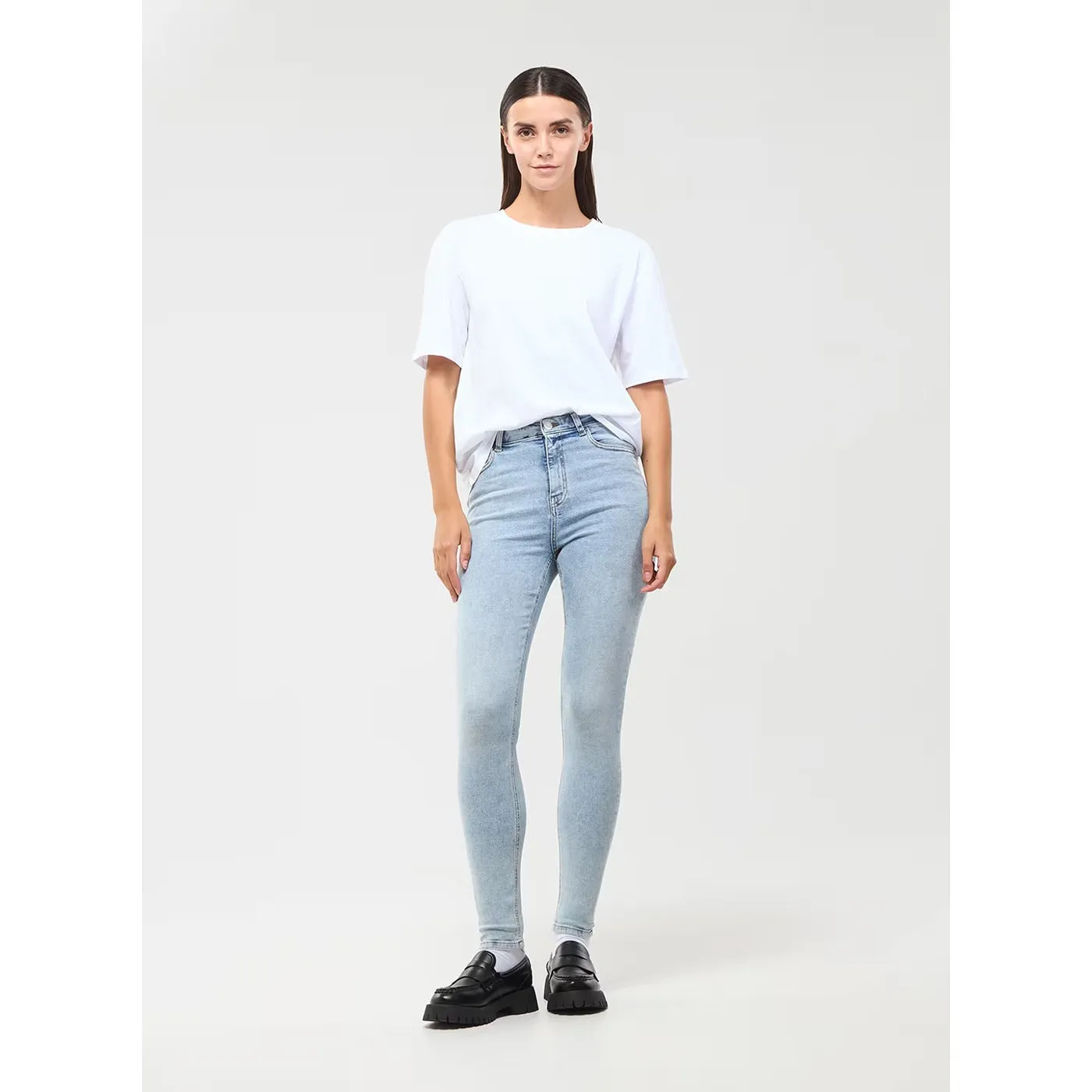 Light Blue Regular Waist Skinny Jeans