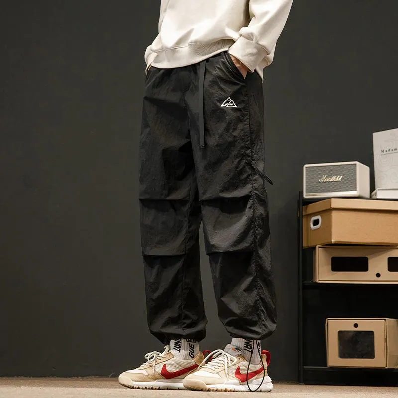 Loose Fit Drawstring Hem Elasticity Tapered Cargo Pants