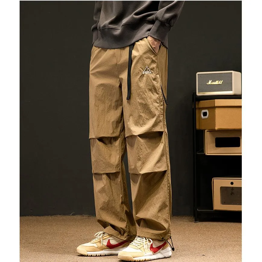 Loose Fit Drawstring Hem Elasticity Tapered Cargo Pants