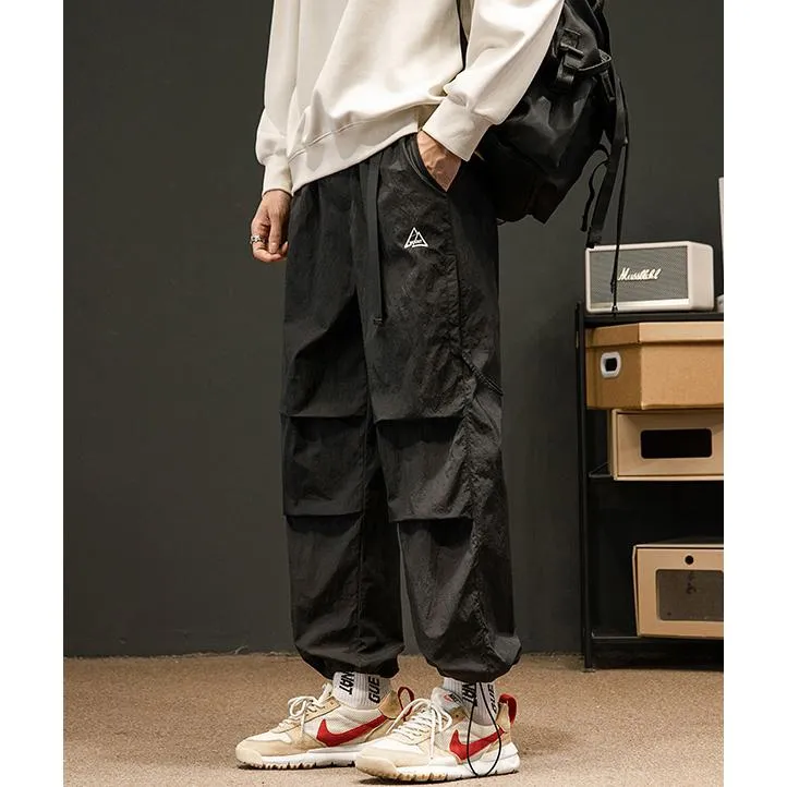 Loose Fit Drawstring Hem Elasticity Tapered Cargo Pants