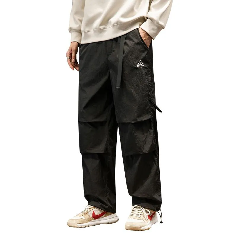 Loose Fit Drawstring Hem Elasticity Tapered Cargo Pants