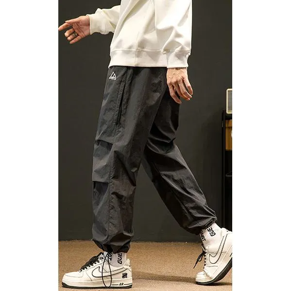 Loose Fit Drawstring Hem Elasticity Tapered Cargo Pants