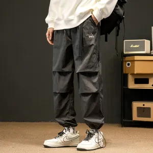 Loose Fit Drawstring Hem Elasticity Tapered Cargo Pants