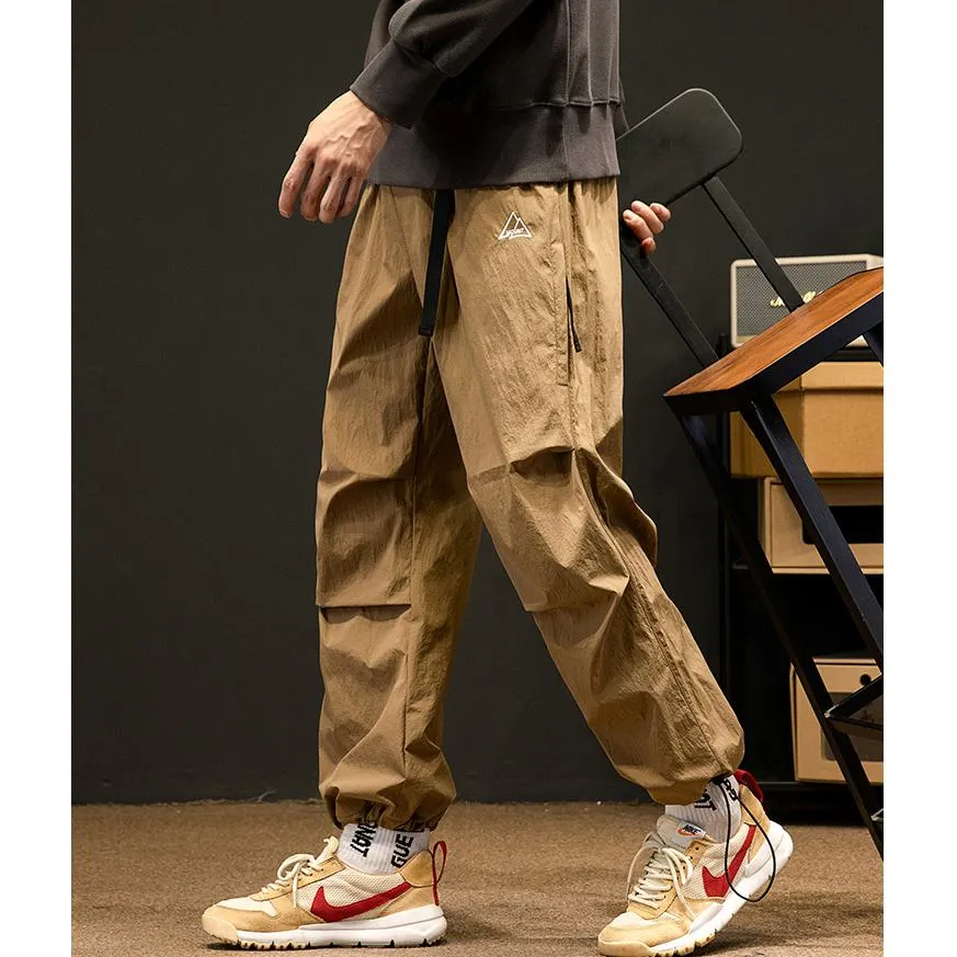 Loose Fit Drawstring Hem Elasticity Tapered Cargo Pants