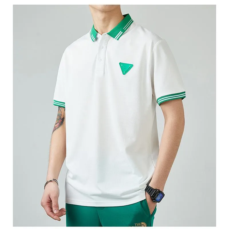 Loose-Fit Silky Lapel Elasticity V-Neck Short Sleeve Polo Shirt