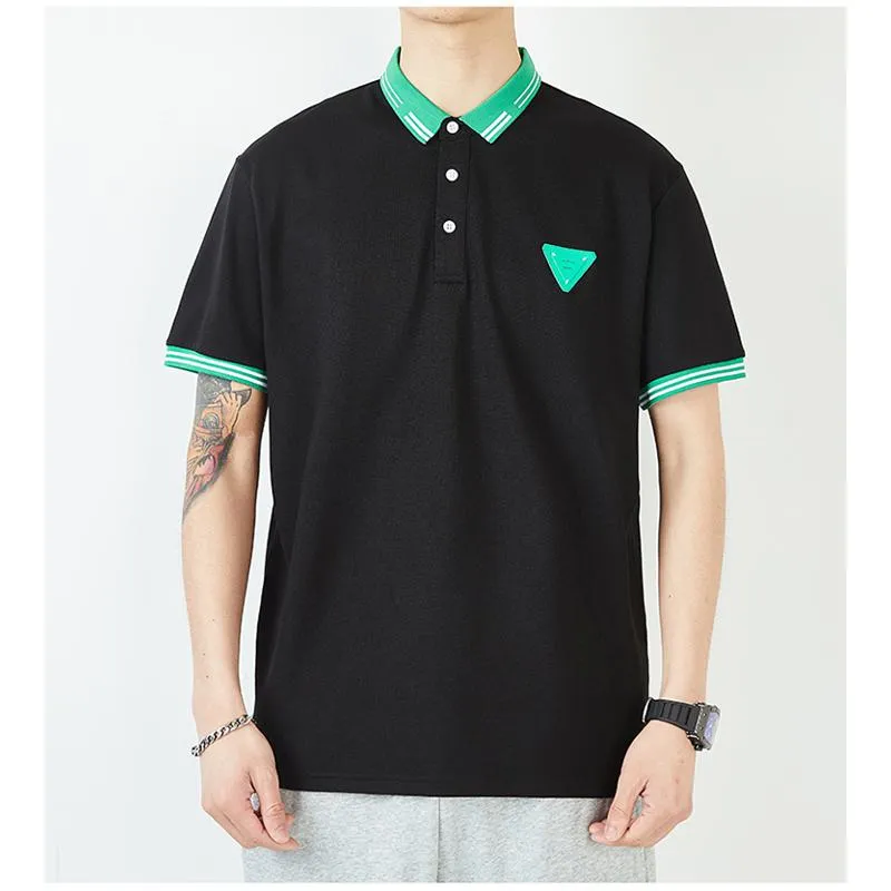 Loose-Fit Silky Lapel Elasticity V-Neck Short Sleeve Polo Shirt