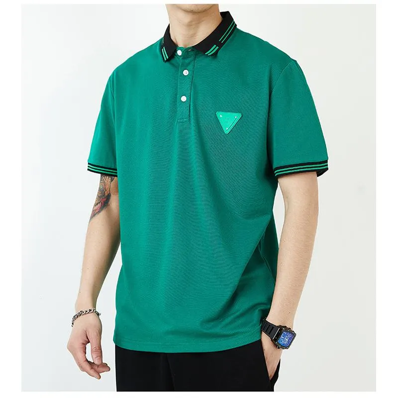 Loose-Fit Silky Lapel Elasticity V-Neck Short Sleeve Polo Shirt