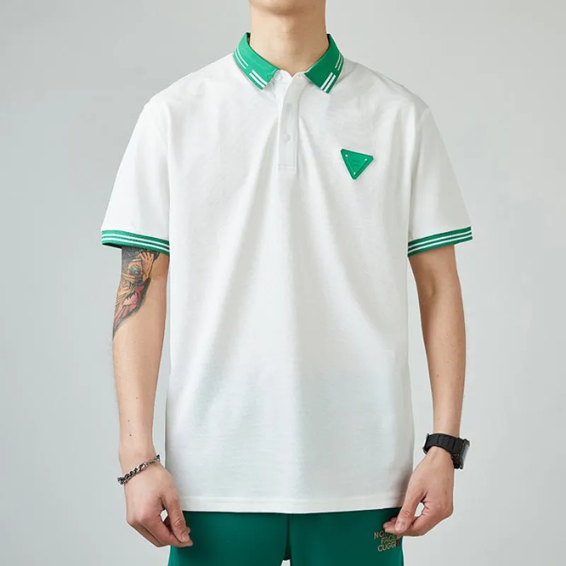 Loose-Fit Silky Lapel Elasticity V-Neck Short Sleeve Polo Shirt