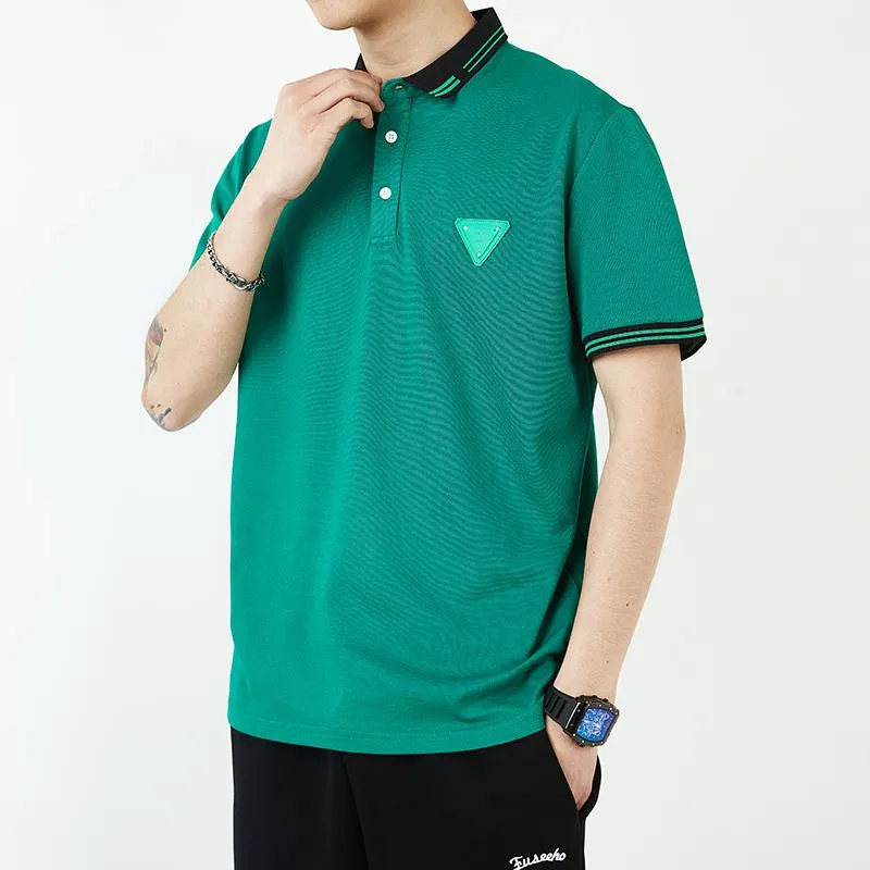 Loose-Fit Silky Lapel Elasticity V-Neck Short Sleeve Polo Shirt