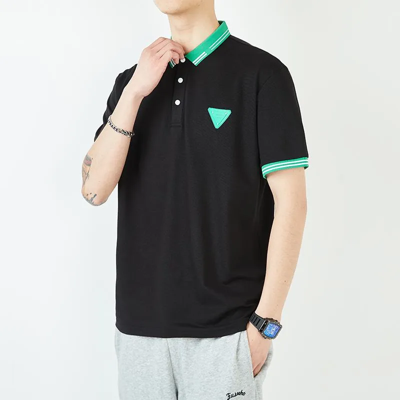 Loose-Fit Silky Lapel Elasticity V-Neck Short Sleeve Polo Shirt