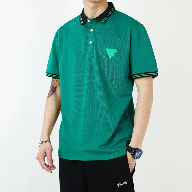 Loose-Fit Silky Lapel Elasticity V-Neck Short Sleeve Polo Shirt