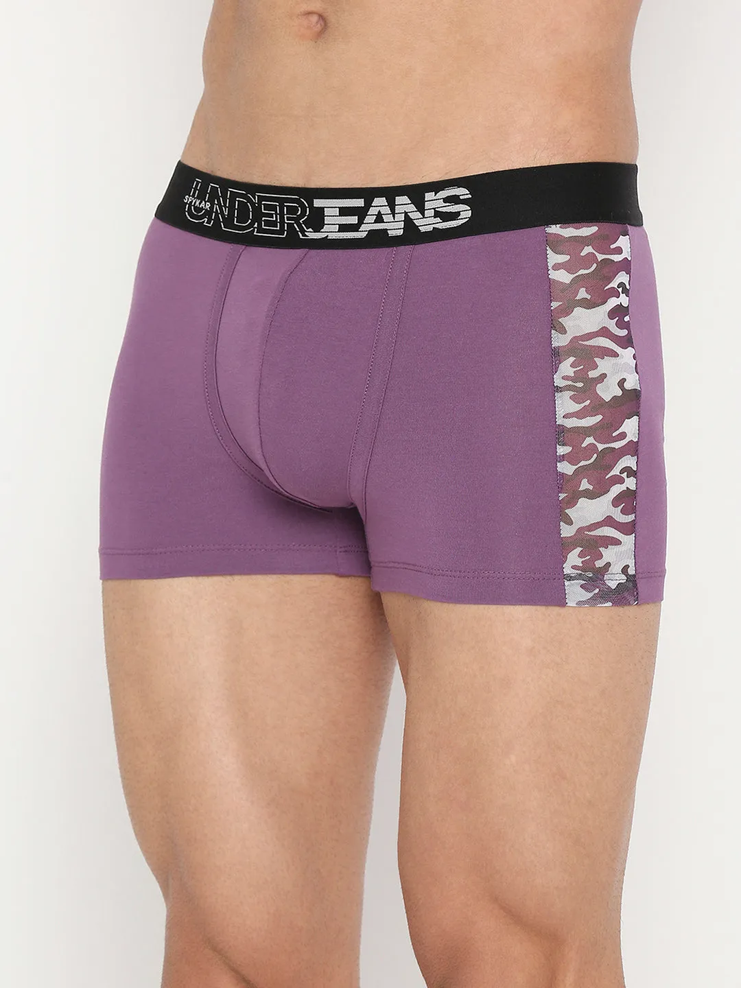 Men Premium Dull Purple Cotton Blend Trunk - Underjeans By Spykar