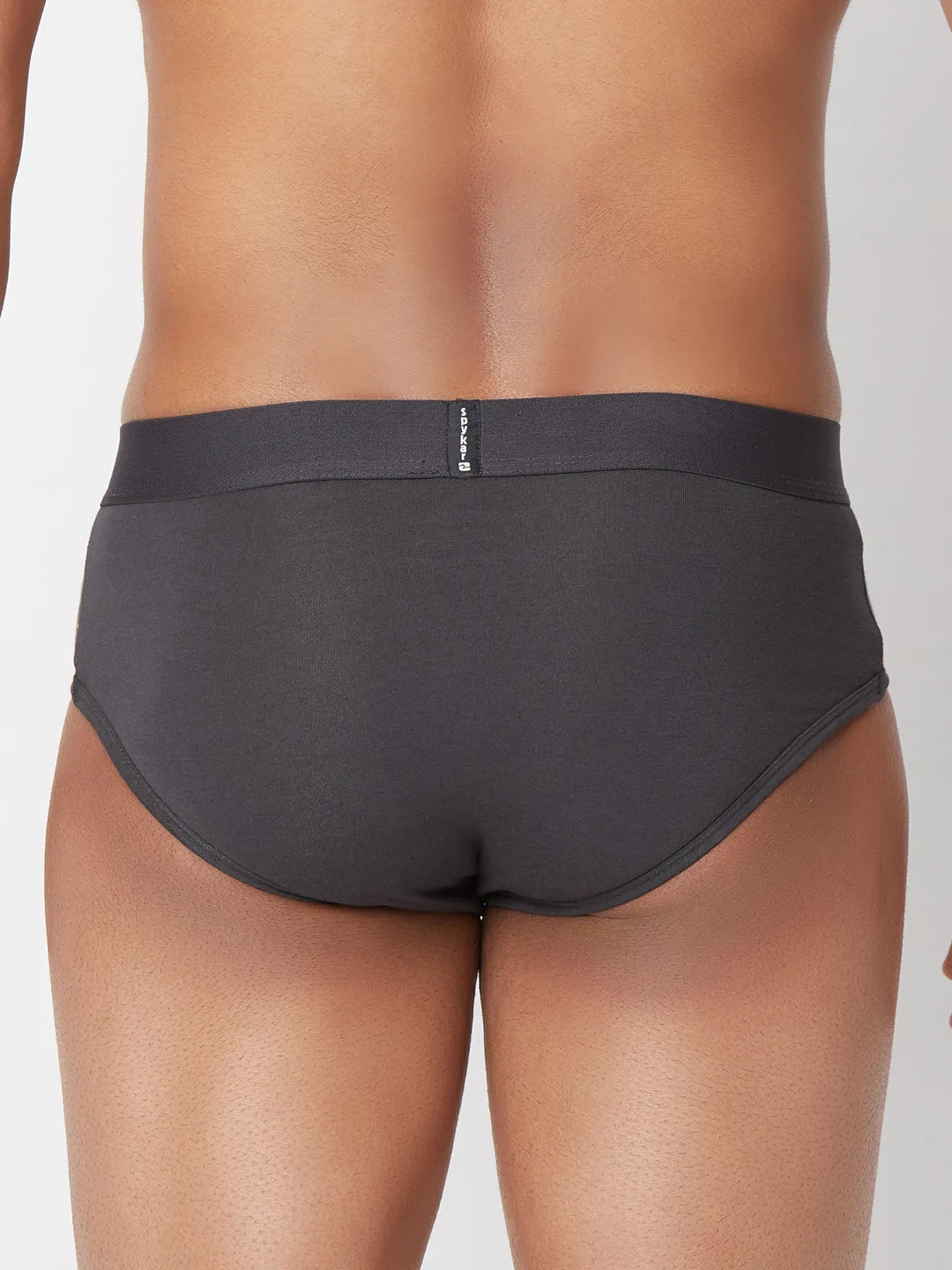 Men Premium Grey Cotton Blend Brief- Underjeans By Spykar