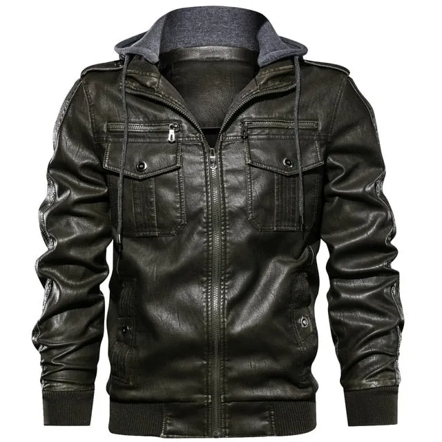 Men PU Military Jacket Casual Army Fitness Leather Coats Bomber Anti-Leather Jackets European size Dropshipping