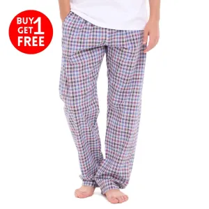 Men summer Black x Dark purple Checkered pants