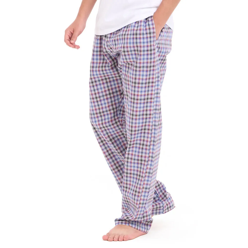 Men summer Black x Dark purple Checkered pants