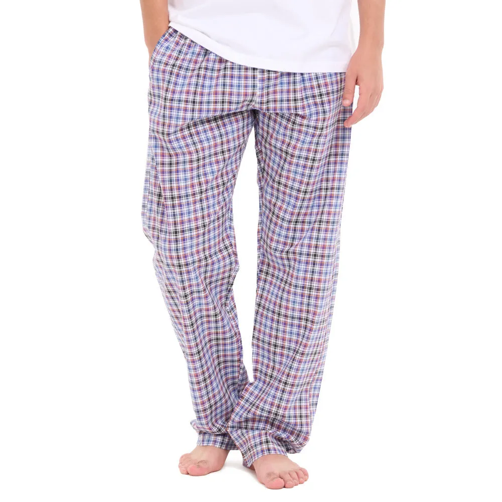 Men summer Black x Dark purple Checkered pants