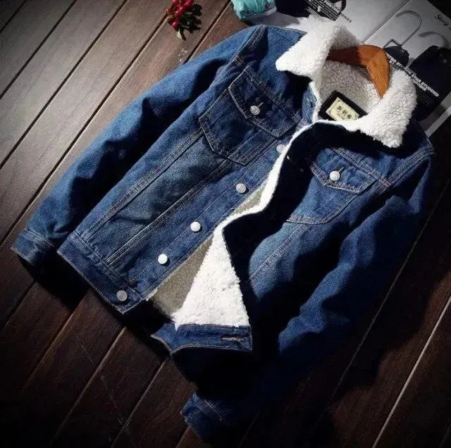 Men Warm Denim Jacket