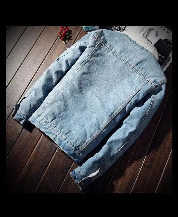 Men Warm Denim Jacket