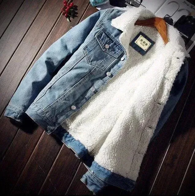 Men Warm Denim Jacket