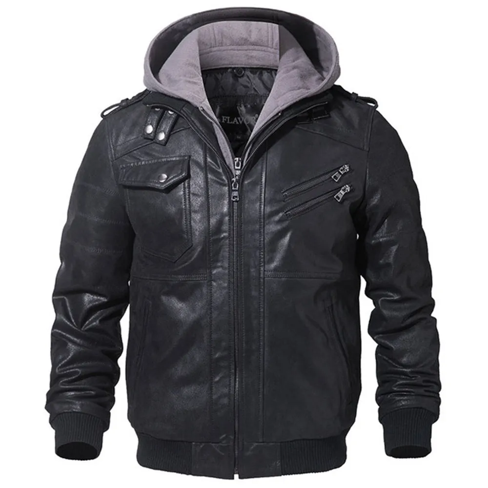 Men Winter Fashion Motorcycle Leather Jacket