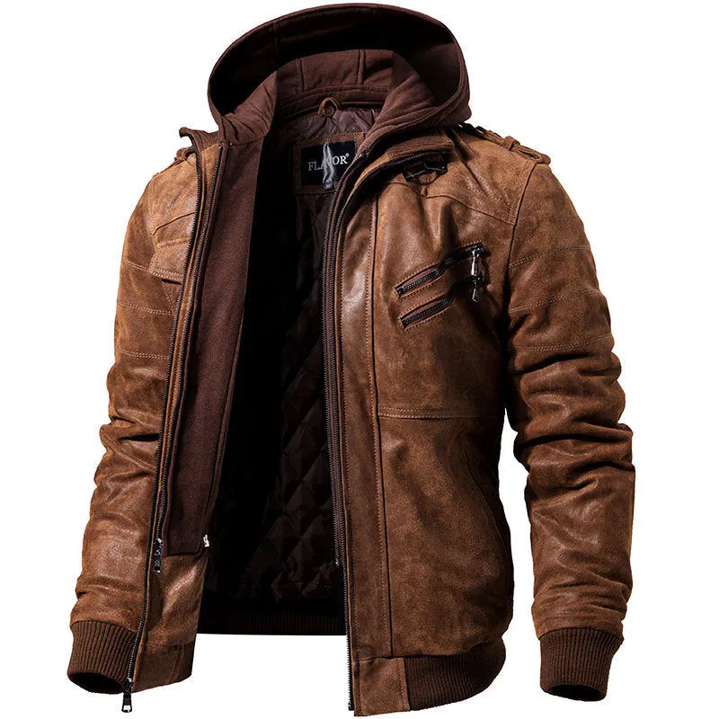 Men Winter Fashion Motorcycle Leather Jacket