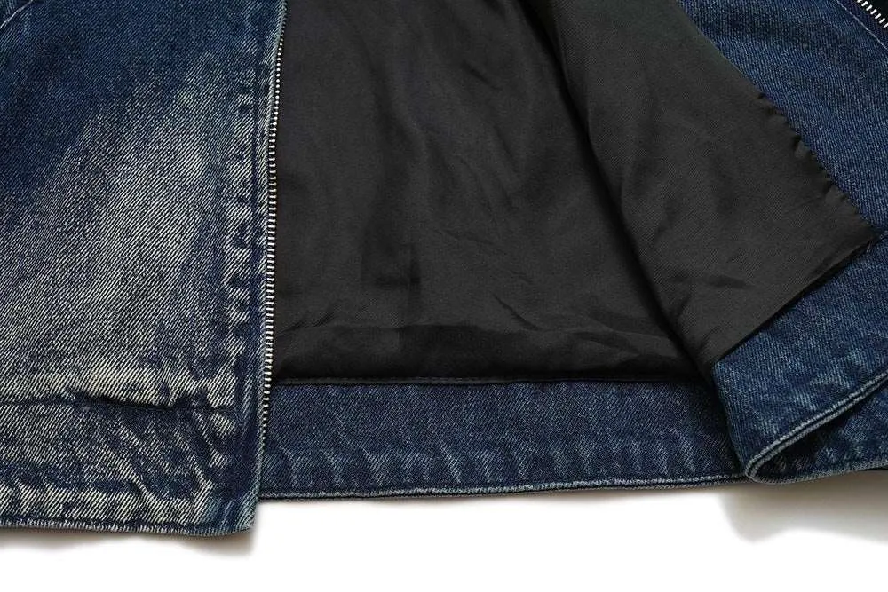 Men's Hooded Zip-up Denim Jacket