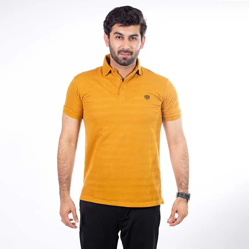 MEN'S MUSTARD TEXTURED POLO SHIRTS