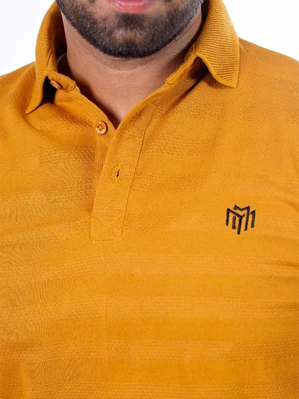 MEN'S MUSTARD TEXTURED POLO SHIRTS